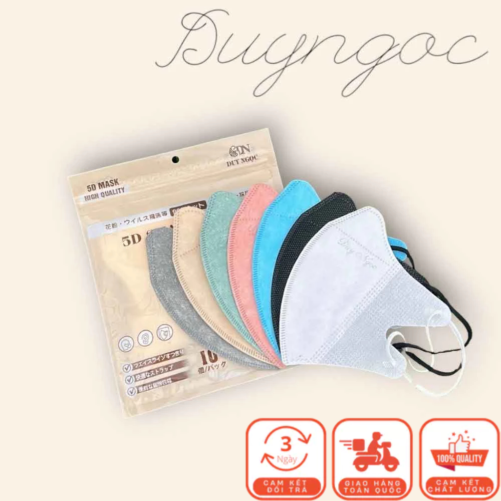Hộp 100 Chiếc Khẩu Trang 5D Duy Ngọc Mask - Nhiều Màu Sắc