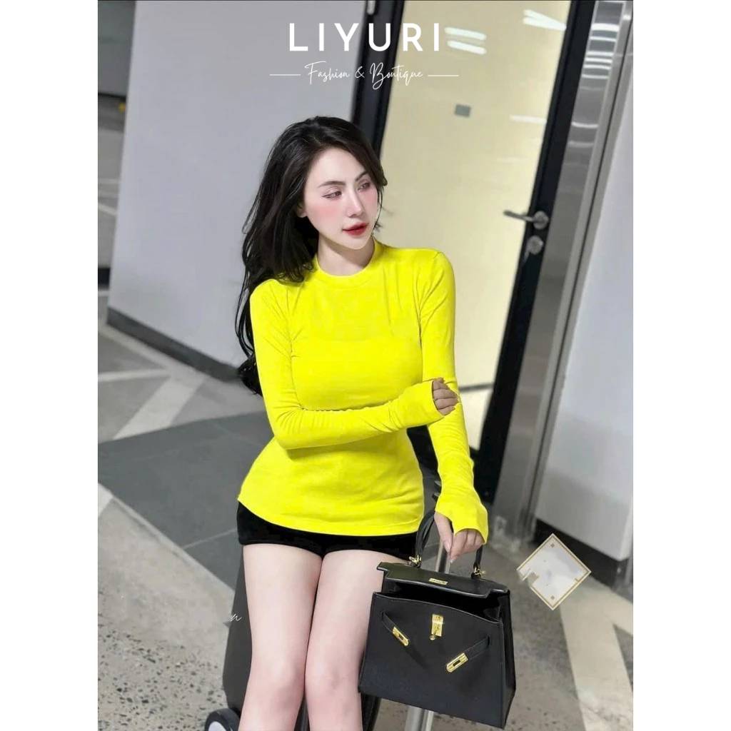 Áo Nữ Tay Dài Ôm Body Form Dài Chất Vải Thun Lụa Co Giãn