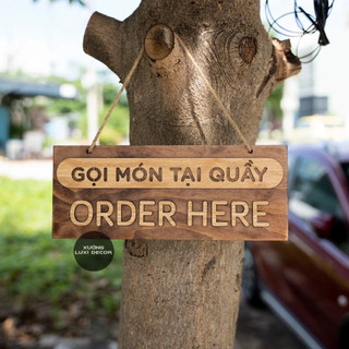 [ẢNH THẬT] Bảng treo gỗ MDF 2 lớp, nội dung gọi món tại quầy/order here bo góc độc đáo - Xưởng LUXI decor