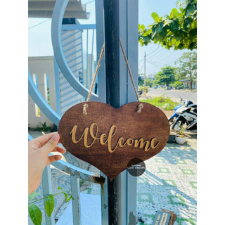 [GIÁ SỐC] Bảng gỗ treo cửa 2 mặt Welcome - Thank you trái tim - Xưởng Luxi Decor