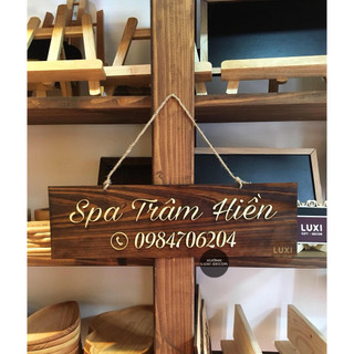 [ẢNH THẬT] Bảng tên shop + số điện thoại (dán chữ gỗ nổi sang trọng) - Xưởng Luxi Decor