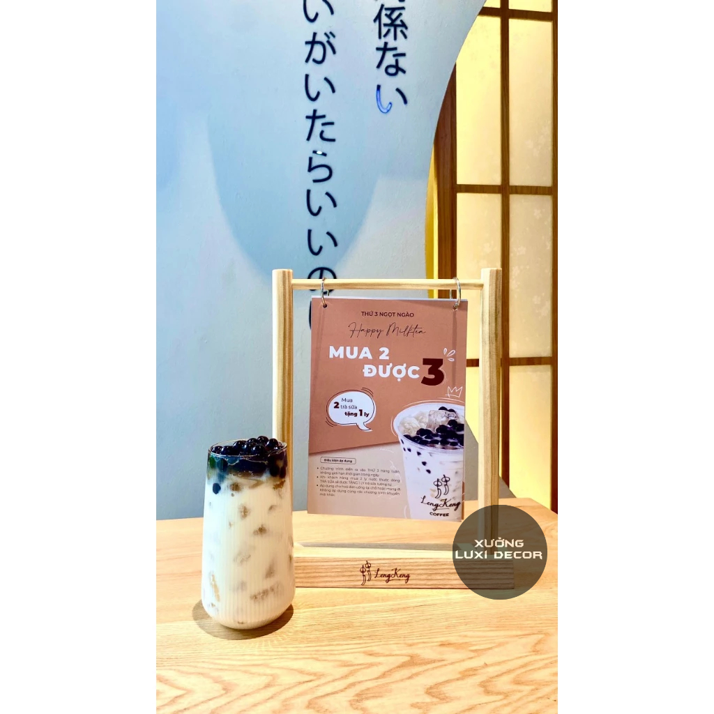 Giá gỗ treo Menu để bàn/quầy vừa size A5, A4  - Xưởng LUXI decor