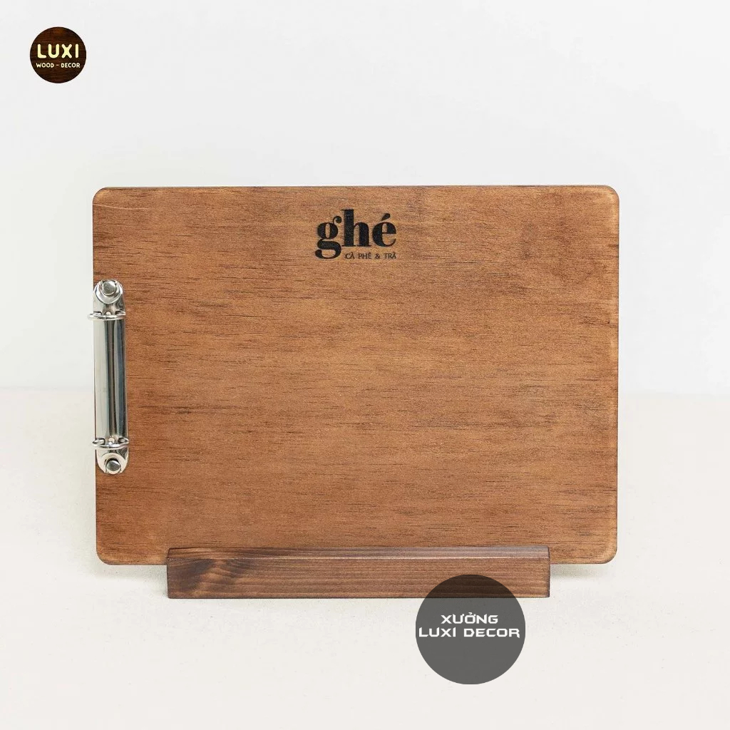Menu A4 kẹp còng kèm đế- Khắc Logo theo yêu cầu - XƯỞNG LUXI DECOR