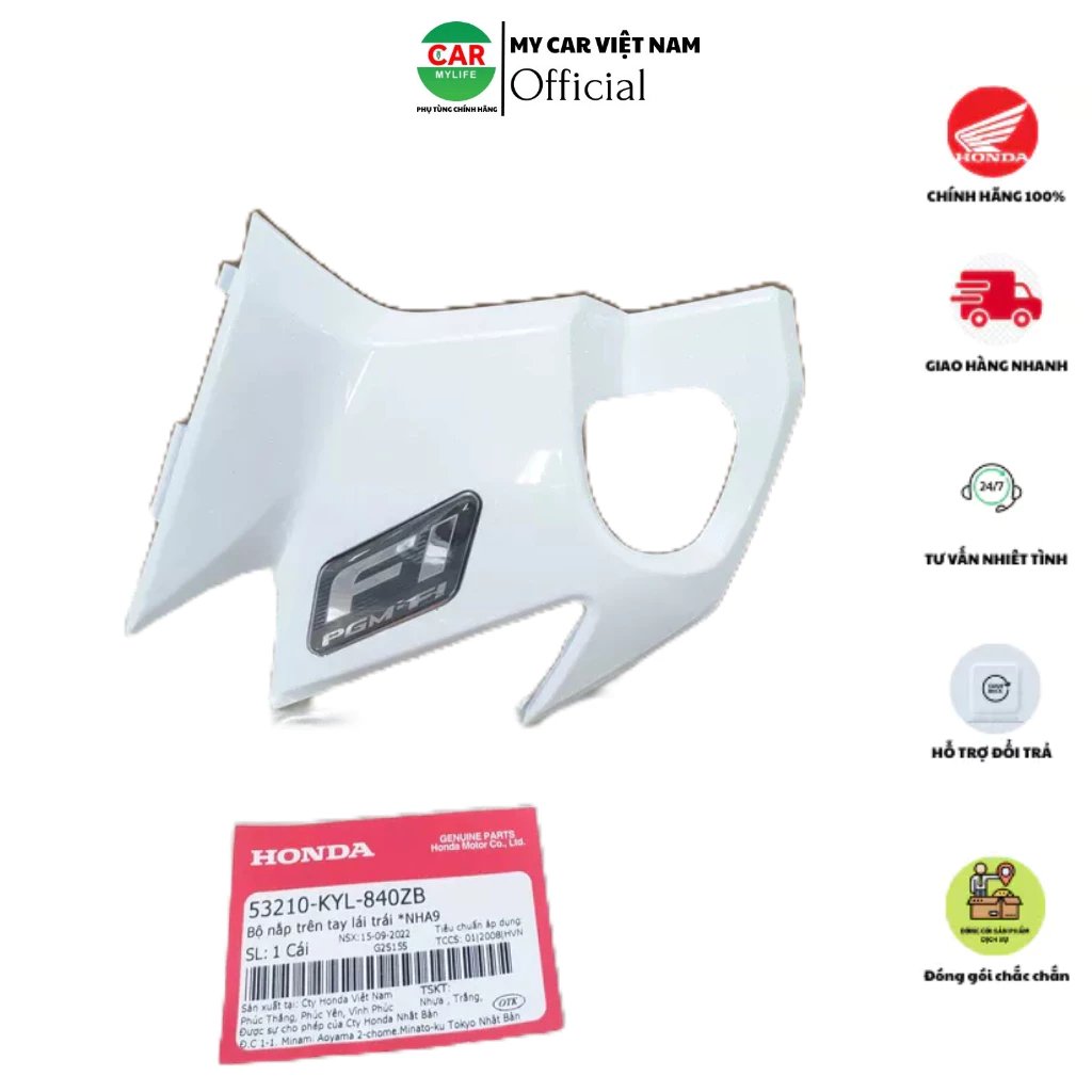 Bộ nắp trên tay lái bên trái HONDA FUTURE X năm 2010 màu Trắng. *NHA9 (53210KYL840ZB)