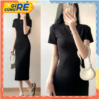 Váy Thun Tăm cổ tròn Cộc Tay M1 Có giãn 4 chiều dáng xuông Trẻ Trung Cá Tính chất vải tăm nhỏ Cao Cấp