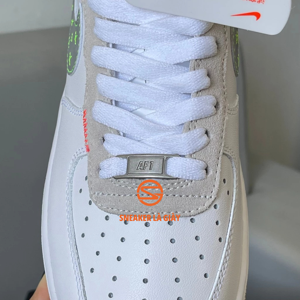 Giày Air Force 1 Low Just Do It White Pink Neon AF1 Just Stitch It FB1853-111 - Bản Cao Cấp Fullbox