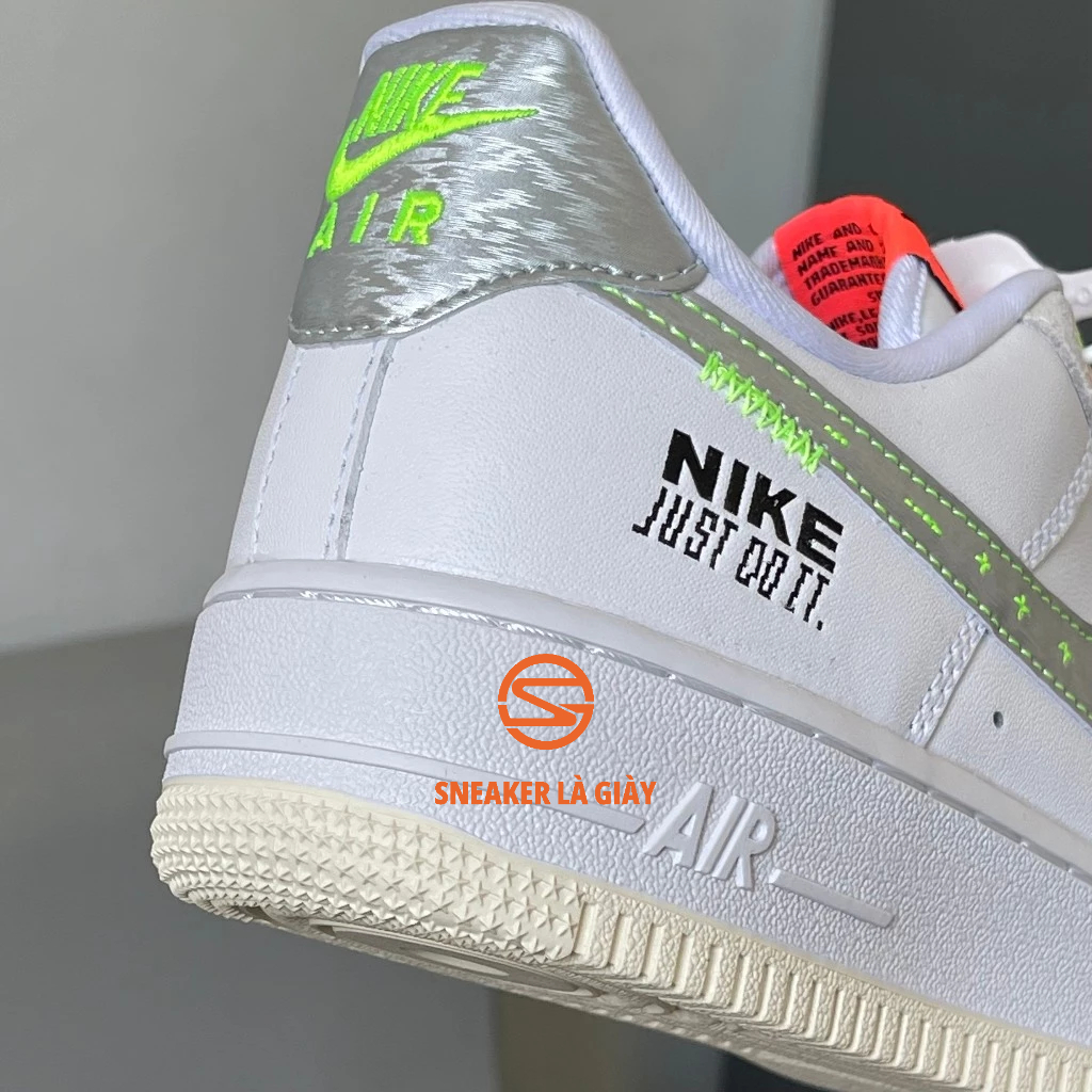 Giày Air Force 1 Low Just Do It White Pink Neon AF1 Just Stitch It FB1853-111 - Bản Cao Cấp Fullbox