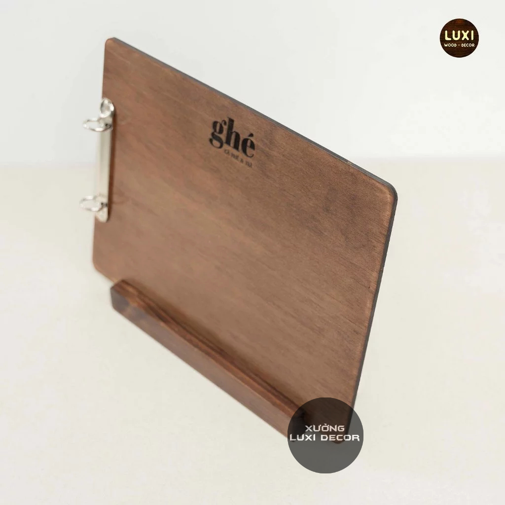Menu A4 kẹp còng kèm đế- Khắc Logo theo yêu cầu - XƯỞNG LUXI DECOR