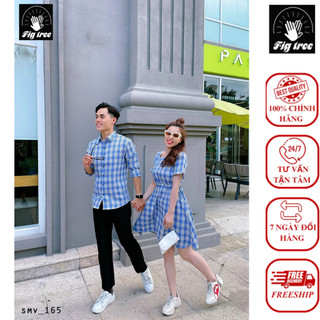 Set sơ mi váy đôi fig tree caro xanh siêu dễ thương