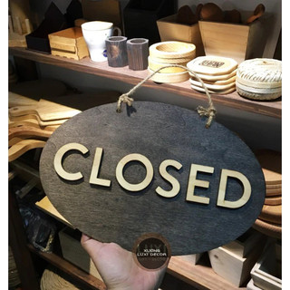 Bảng gỗ treo 2 mặt Open - Closed - Xưởng LUXI decor