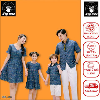 Set Sơ Mi Váy Gia Đình Fig Tree Họa Tiết Hoa Nhí Lạ Mắt Mã 174