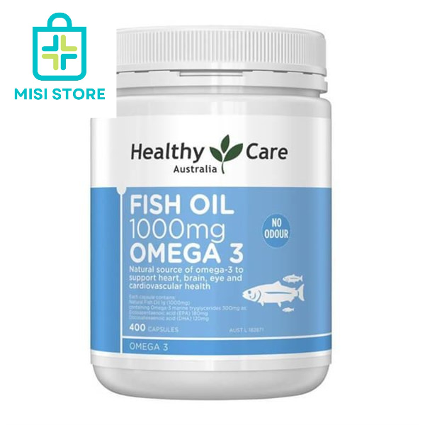 (date 2025) Dầu Cá Tự Nhiên Fish Oil Healthy Care Omega 3 1000mg 400 viên (Dầu Cá HC)