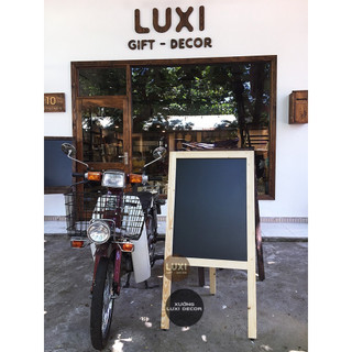 Bảng MENU viết phấn 1 chân gỗ gấp, Bảng dùng ngoài trời (TẶNG KÈM PHẤN MÀU + XỐP LAU BẢNG)