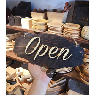 Bảng gỗ treo cửa 2 mặt Open - Closed 14