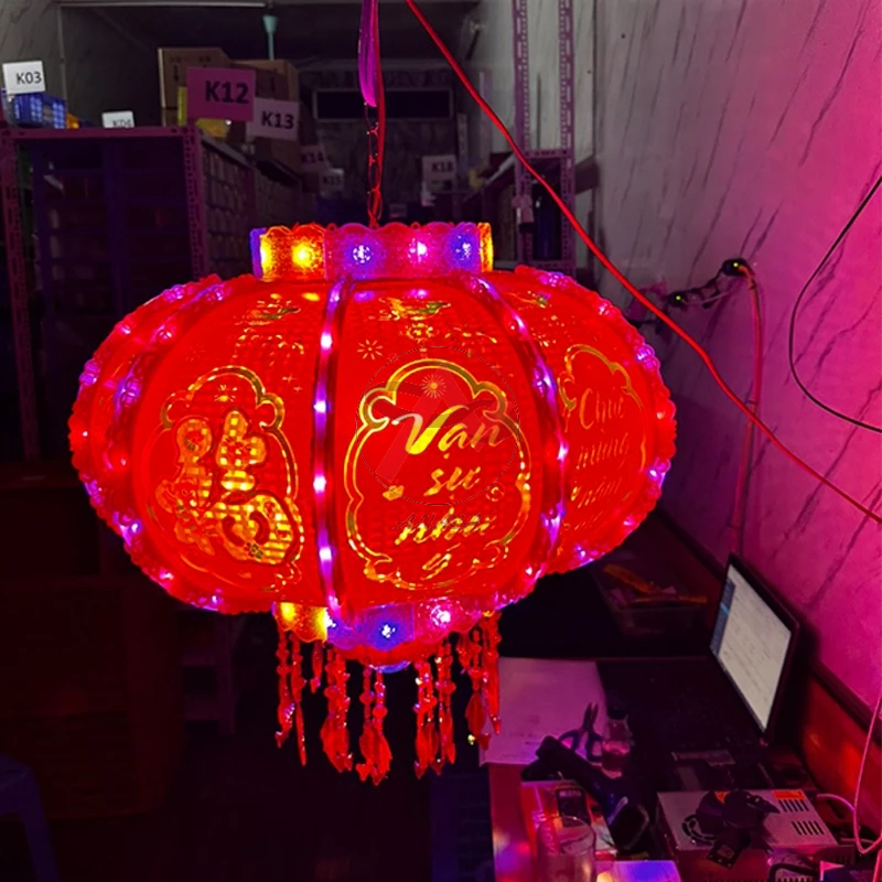 Đèn Lồng xoay 360 độ, đèn trang trí tết 300 màu Tiếng Việt (Vạn sự như ý, An khang thịnh vượng)