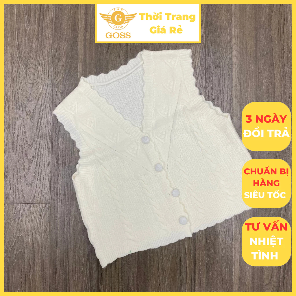 Áo Len Gile Nữ Cúc Bọc Phối Viền Bèo Phong Cách Nhẹ Nhàng Tiểu Thư Goss GA706 Áo Gile Len Nữ UIzzang Hàn Quốc P225460