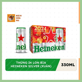 Thùng 24 lon bia Heineken silver mẫu xuân 2024