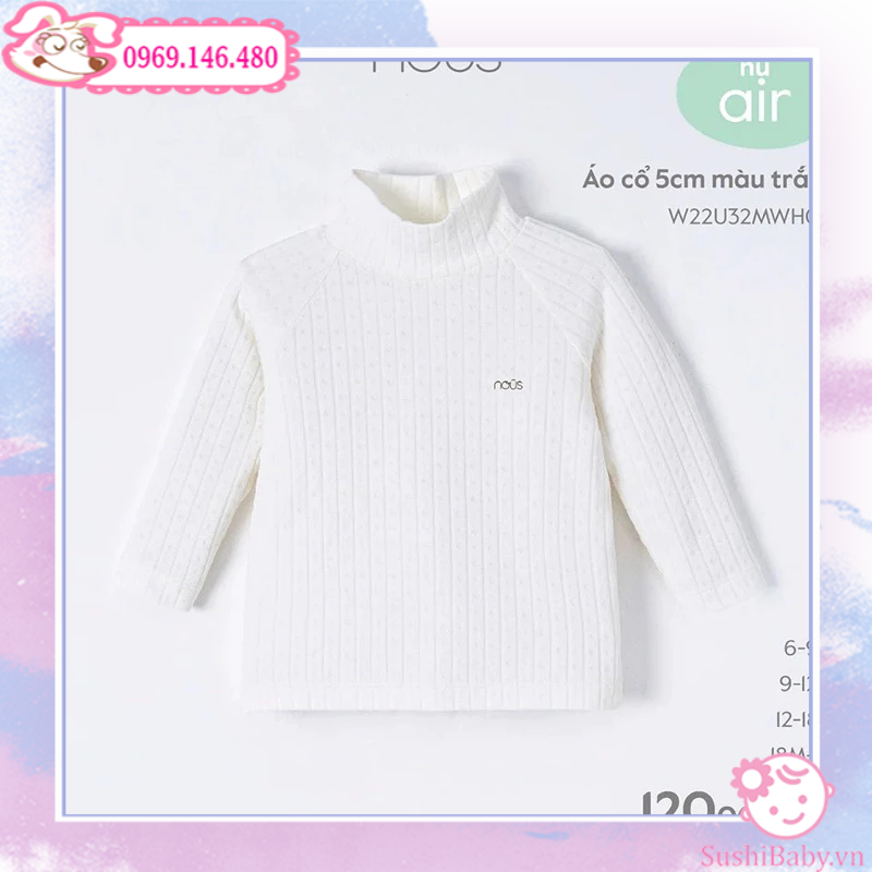 Áo giữ nhiệt cổ 5cm màu trắng Nous