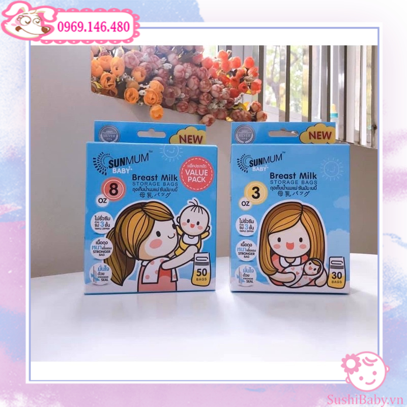 Túi trữ sữa Sunmum Thái Lan Hộp 50c 250ml