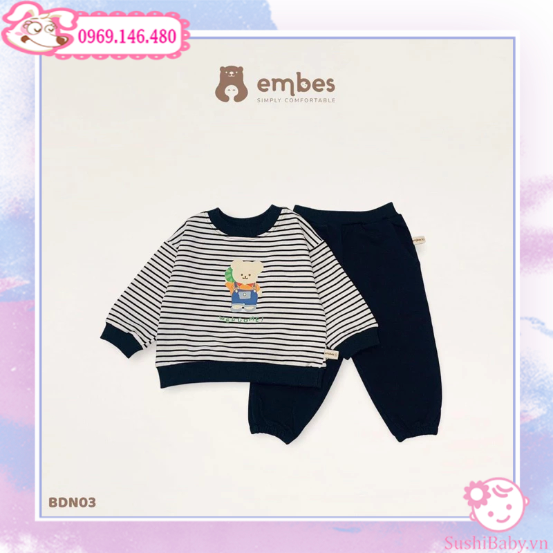 Bộ nỉ da cá Embes size 80-120