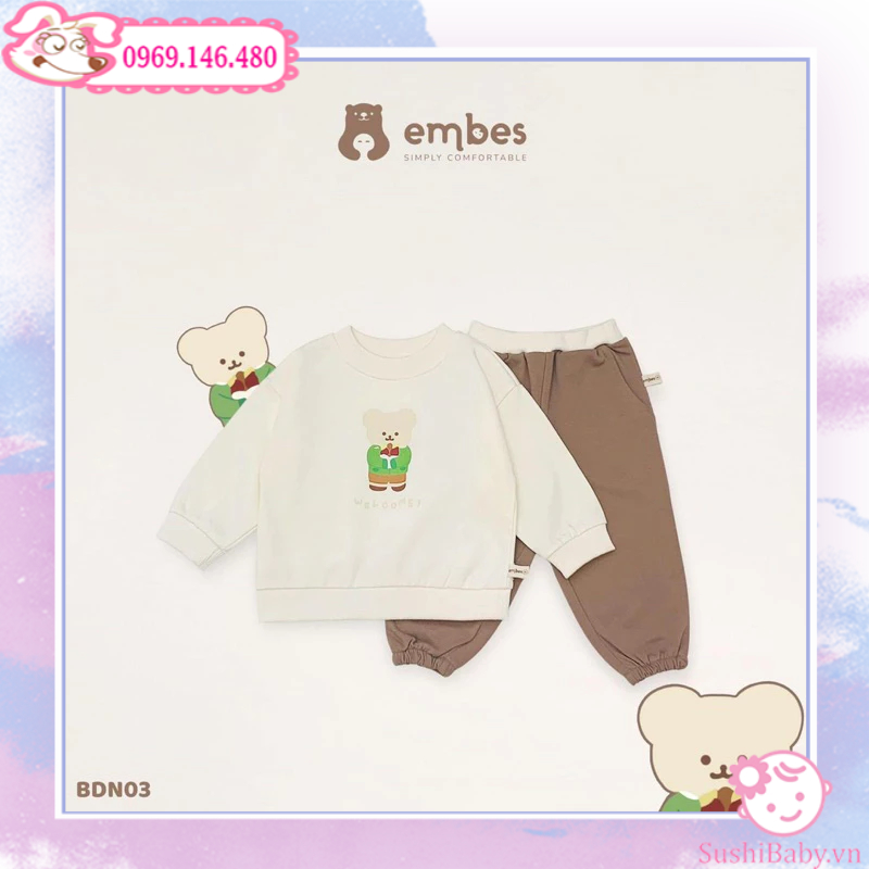 Bộ nỉ da cá Embes size 80-120