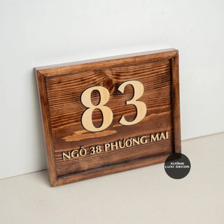 [ẢNH THẬT] Bảng số nhà/địa chỉ nhà gỗ sồi cao cấp size 20x30 - Xưởng LUXI decor