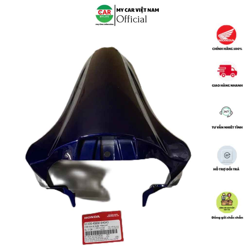 Chắn bùn A trước - dè trước HONDA WAVE A110 năm 2019-2022 màu Xanh tím. *PB421M* 61100KWW640A3