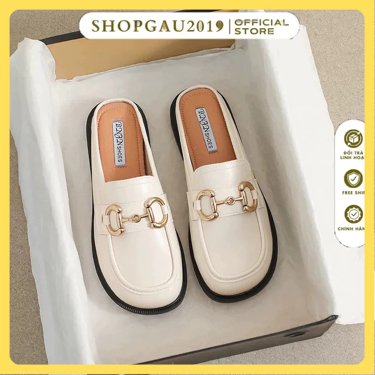 Free ship Dép sục nữ đế bằng chất da mềm mại khóa xích ngang siêu hot