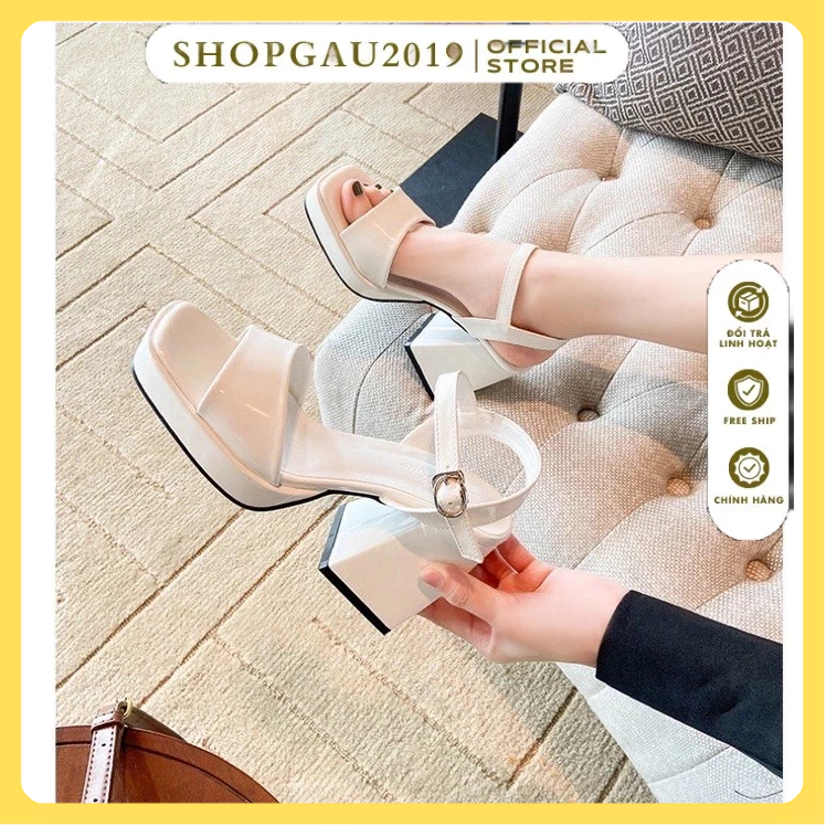 Giày cao gót / sandal cao gót đế đúp gót vuông 10p quai cài form chuẩn