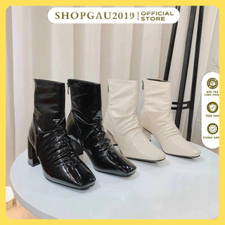  Free ship Bốt nữ cao cổ 7p da nhăn bóng cực sang chảnh 