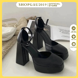 Giày cao gót nữ Barbie đế vuông 12cm da mềm đi chơi , dự tiệc , đám cưới cực đẹp