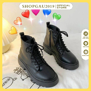 Bốt nữ khóa cạnh da mềm , Giày boots nữ thời trang Ullzang siêu hot 007