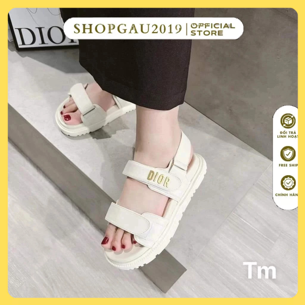 Sandal nữ quai dán đế dẻo 2 màu cục xinh