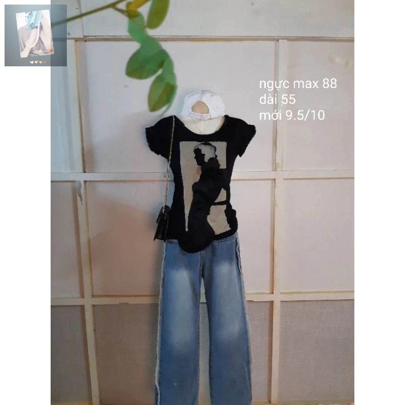 Áo thun ôm body, áo hoa nhí cột nơ, áo tay cánh tiên