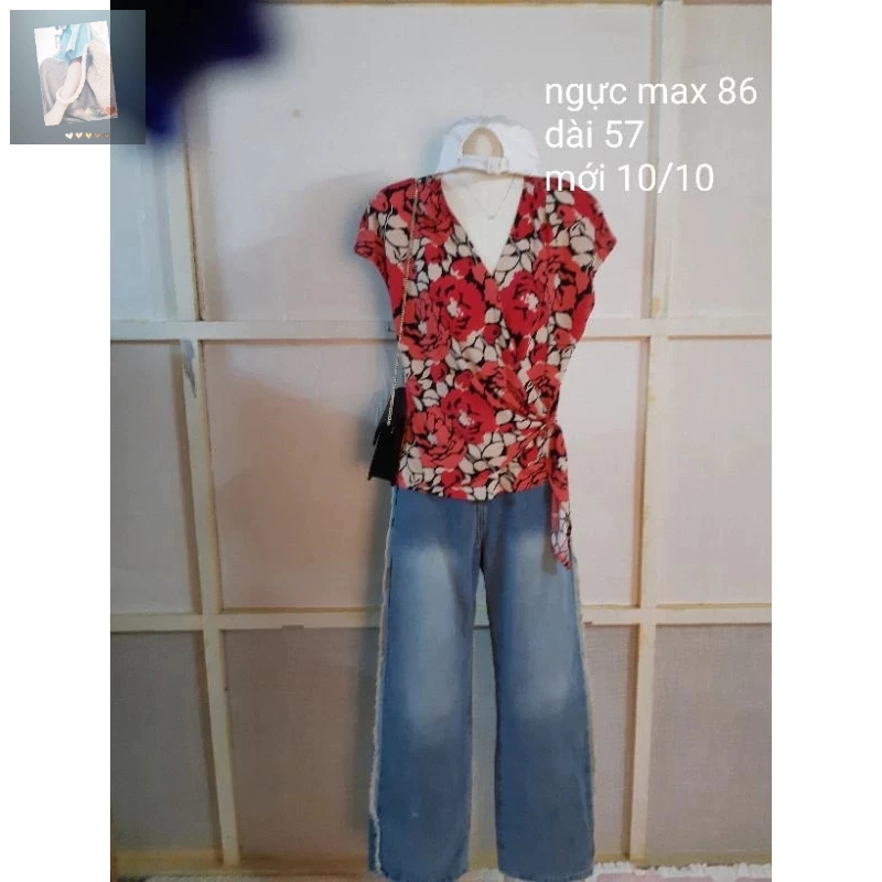 Áo thun ôm body, áo hoa nhí cột nơ, áo tay cánh tiên