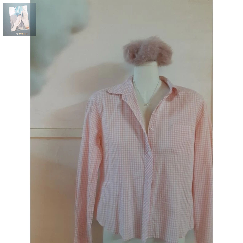 Áo sơmi caro hồng croptop