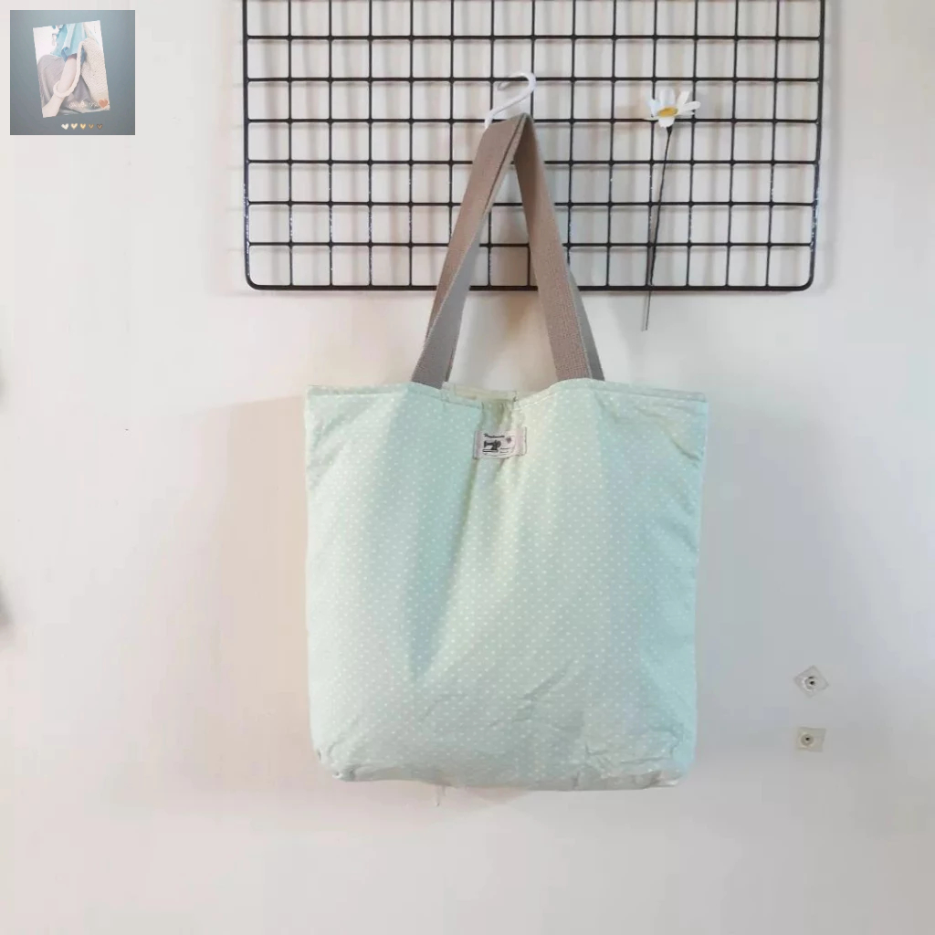 Túi tote dễ thương xanh chấm bi