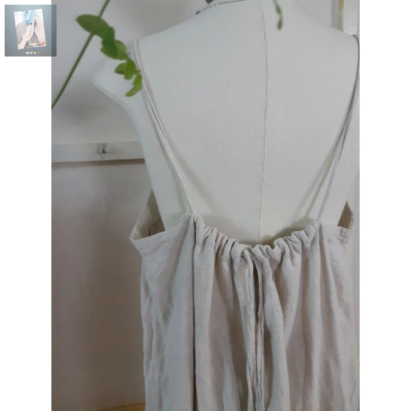 đầm 2 dây linen phong cách Hàn Nhật 2hand vintage