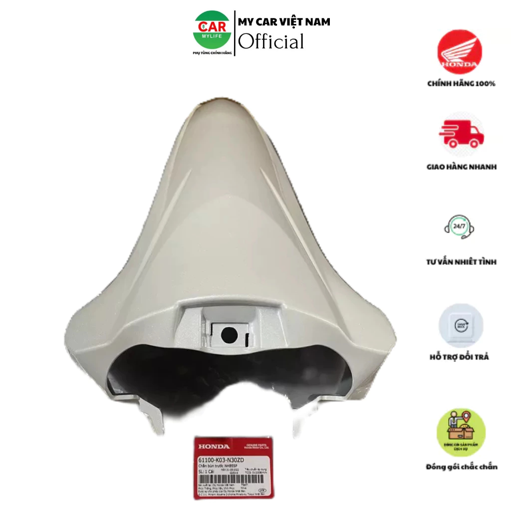 Chắn bùn trước - dè trước HONDA WAVE RSX110 năm 2014-2016-2017-2019 màu Trắng xám. 61100K03N30ZD