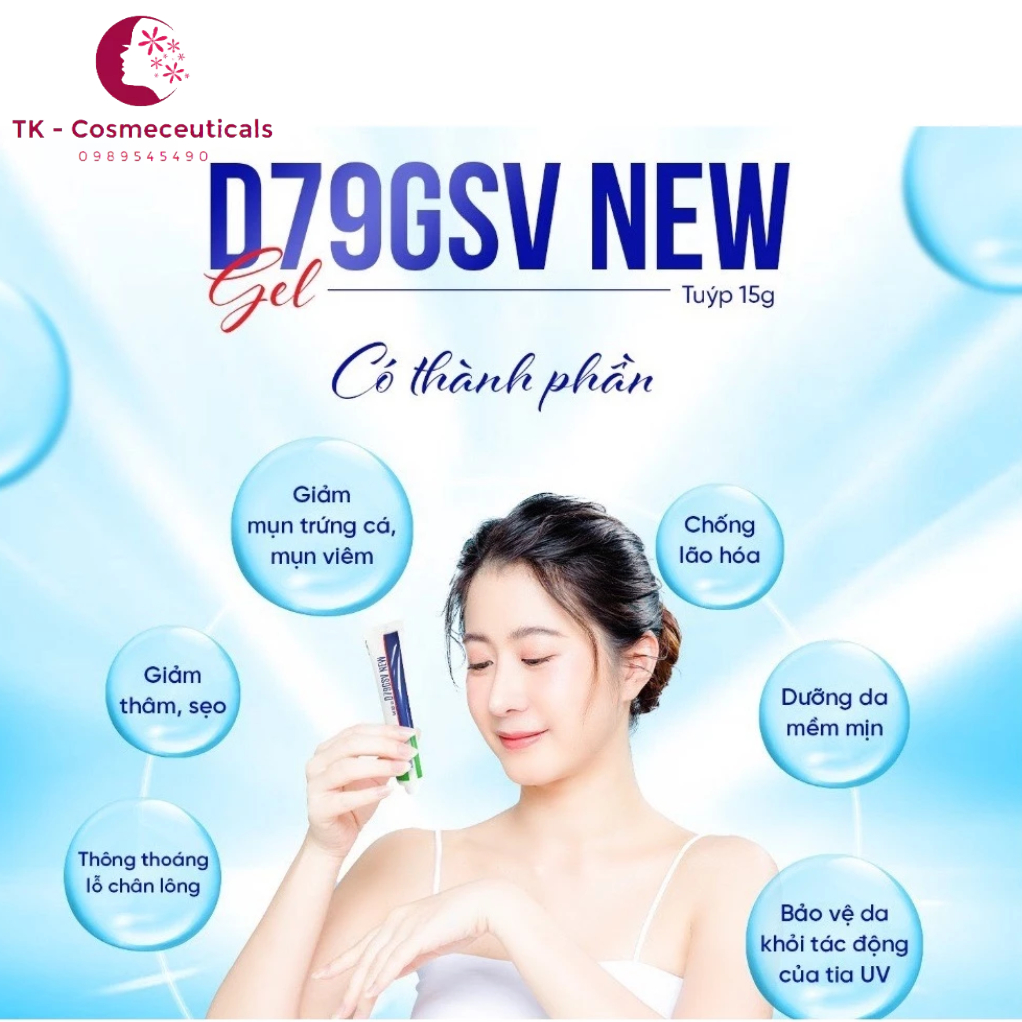 (CHÍNH HÃNG) D79 GSV Cream / D79 GSV New Gel Giảm Mụn Trứng Cá, Mụn Lưng, Dày Sừng Nang Lông - 15g
