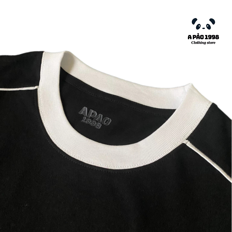 Áo Thun Viền Thân In Chữ HƯỚNG NỘI Form Rộng Màu  Basic Unisex Nam Nữ Cotton 100%, Áo Thun Viền Line Đứng Form ThoángMát