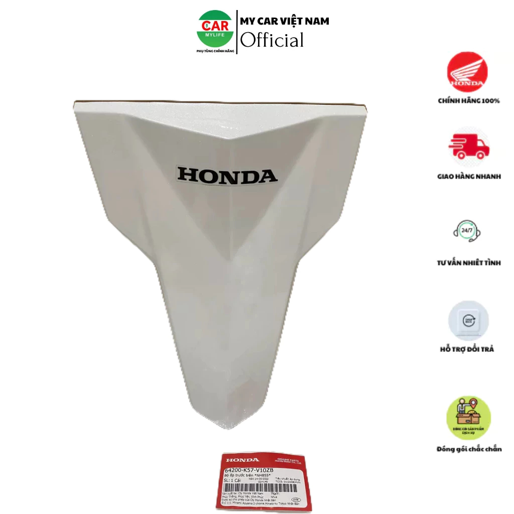 Ốp mặt nạ trước HONDA BLADE Số năm 2014 màu Trắng. 64200K57V10ZB