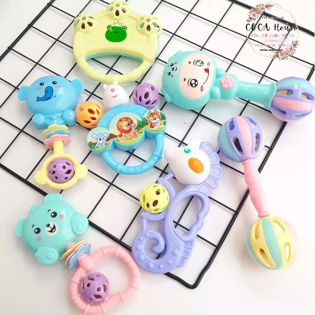 Bộ đồ chơi xúc xắc 7 món hình thú phát tiếng kêu vui nhộn kích thích vận động