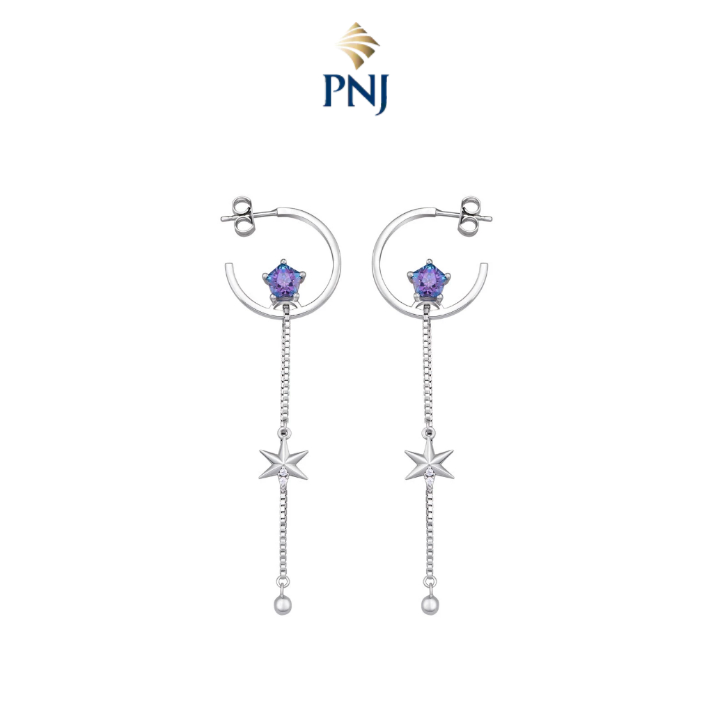 Bông tai Bạc đính đá Sythentic PNJSilver ZTXMW000013