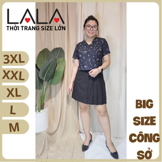 Bigsize công sở - Áo Cổ Đắp - Xanh Hoa