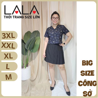 Bigsize công sở - Áo Cổ Đắp - Xanh Hoa