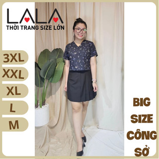 Bigsize công sở - Áo Cổ Đắp - Xanh Hoa