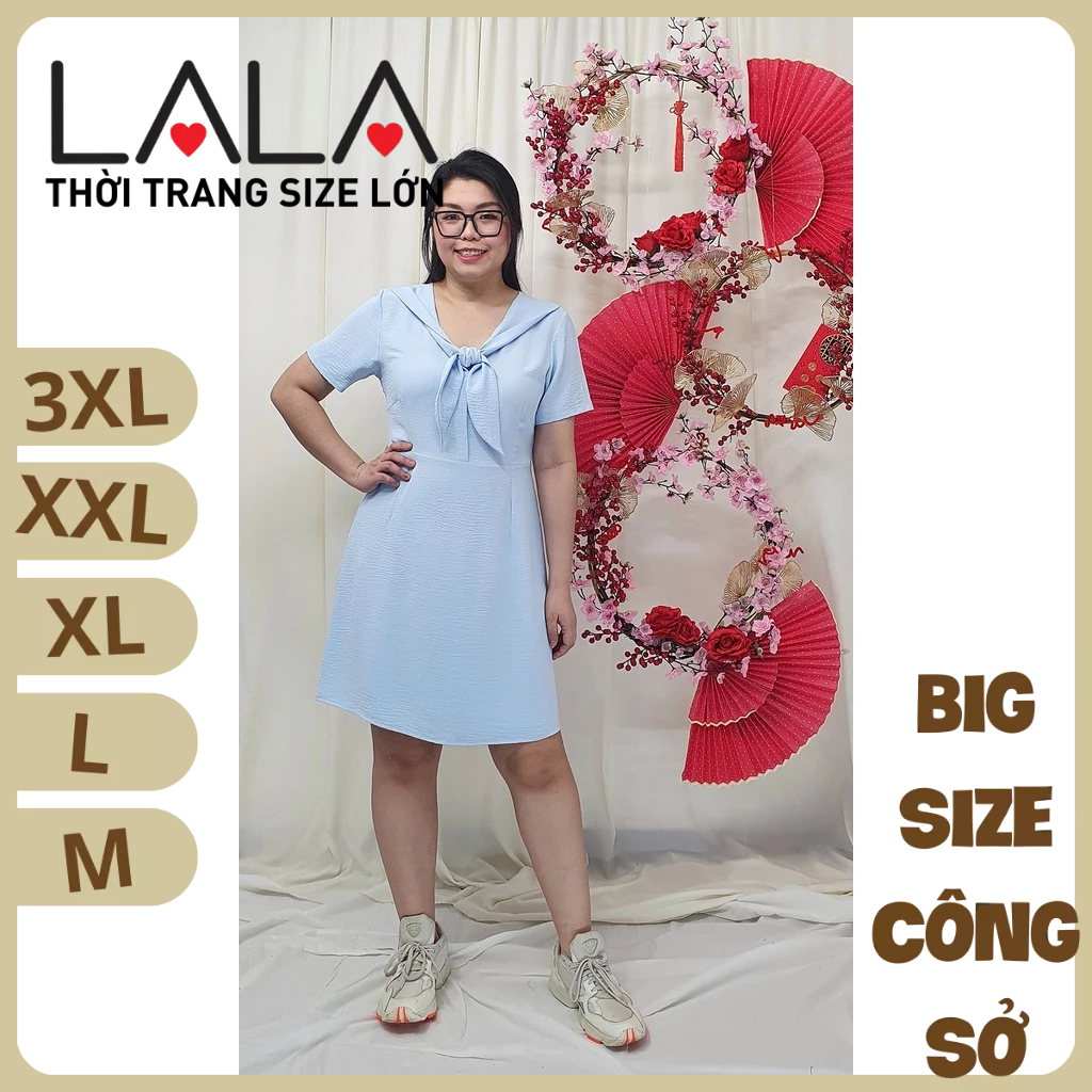 Bigsize công sở - Đầm Nơ Cổ Thủy Thủ - Xanh