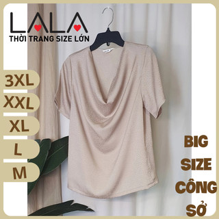 Bigsize công sở - Áo Cổ Thụng - Kem
