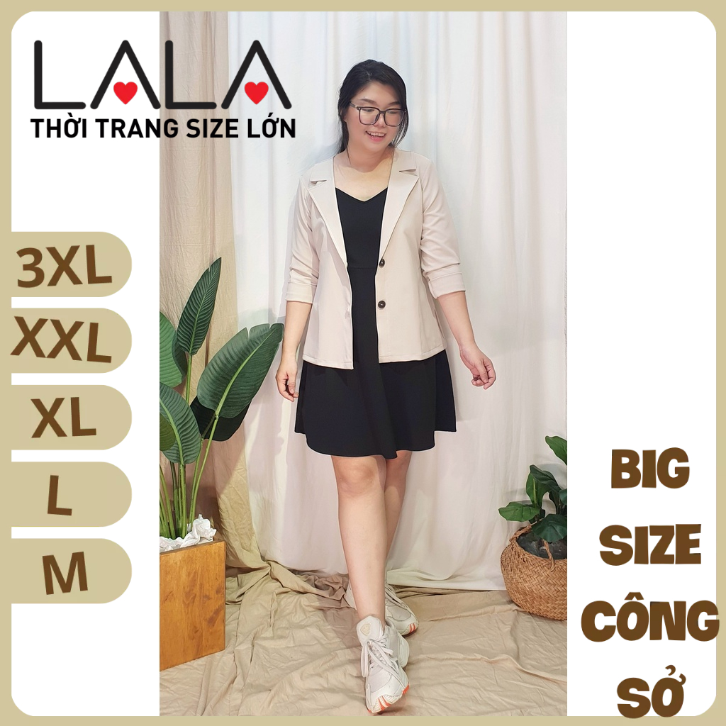 Bigsize công sở - Áo Khoác Dài 2 Nút - Kem